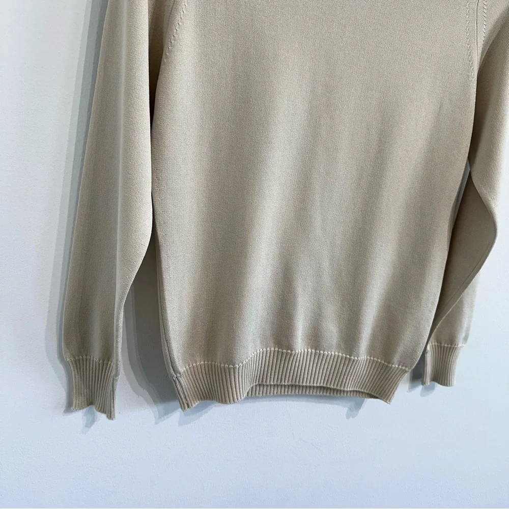 Vintage Givenchy Turtlneck Neutral Tan color lightweight knit zip back